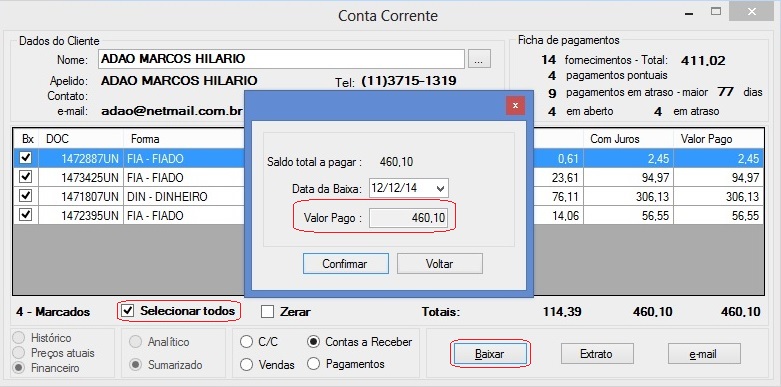 Efetuando uma baixa total no Contas a Receber