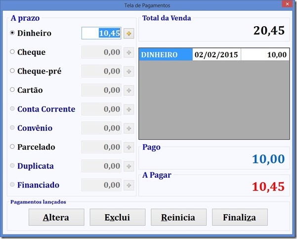 Informe como será pago o restante !